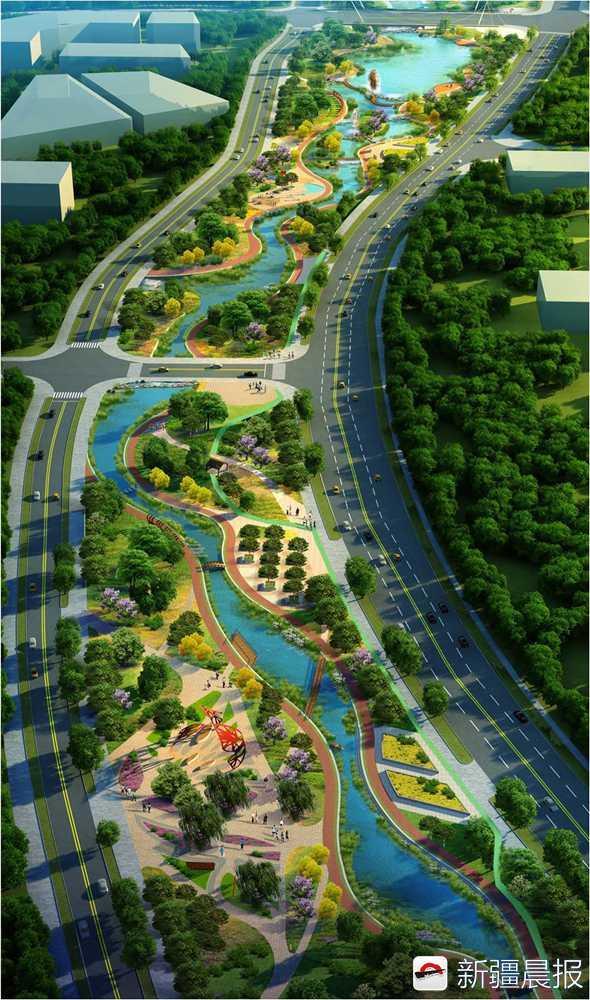 烏魯木齊老城區(qū)改造,會展片區(qū)將有&ldquo;七星拱月&rdquo;濱河景觀帶
